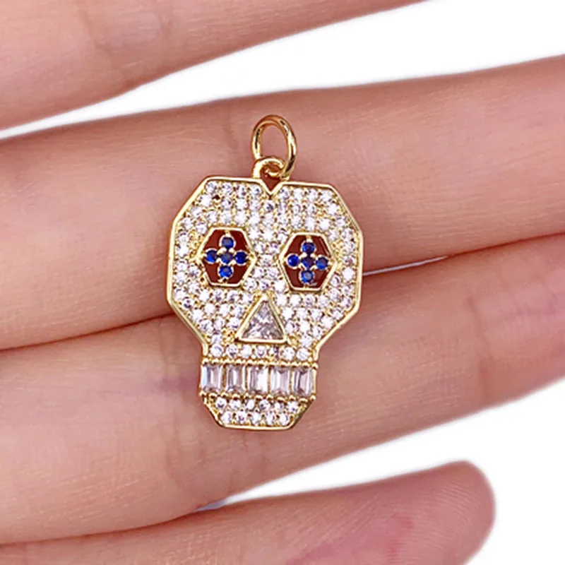 

Fashion Zircon Skull Victory Love Gesture Cross Sun Flower Heart Necklace Pendant Hollowed Out Design Accessories Making Amulet