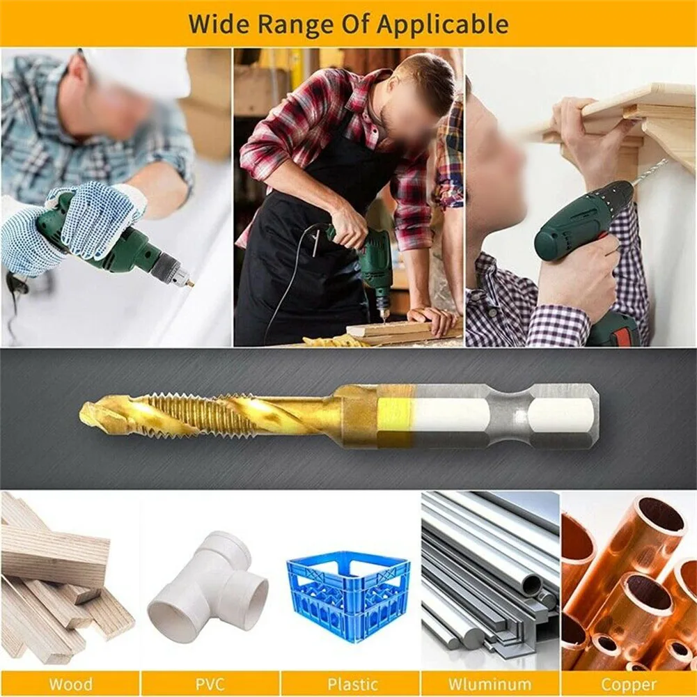 

& Tap Bit Set Combination Drill 3-In-1 Coated Screw Spiral Tapping Bit