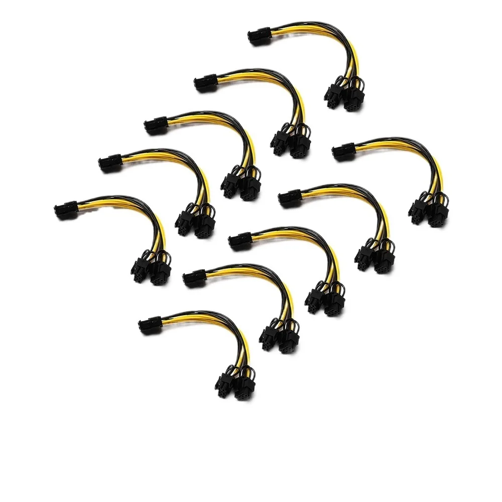 

10 шт., 8-контактный разъем PCI Express на Dual PCIE 8 (6 + 2), кабель питания 20 см, видеокарта для материнской платы, PCI-E GPU, кабель питания, сплиттер