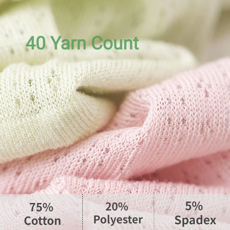 5 Pairs Summer Women Cotton Socks Middle Tube Mesh Solid Color Breathable Spring Loose Long Socks Thin Soft Ruffle Casual Sock