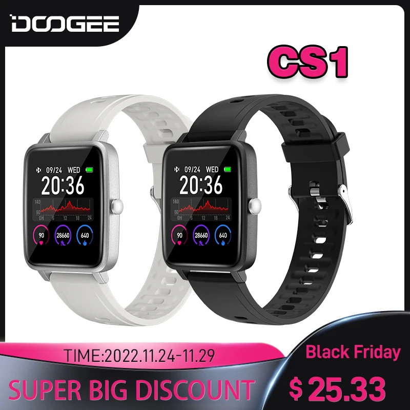 

Global Version DOOGEE CS1 Smart Watch Fitness Tracker Smartwatch IP68 Waterproof Real-time Heart Rate Monitor 12 Sporting Modes