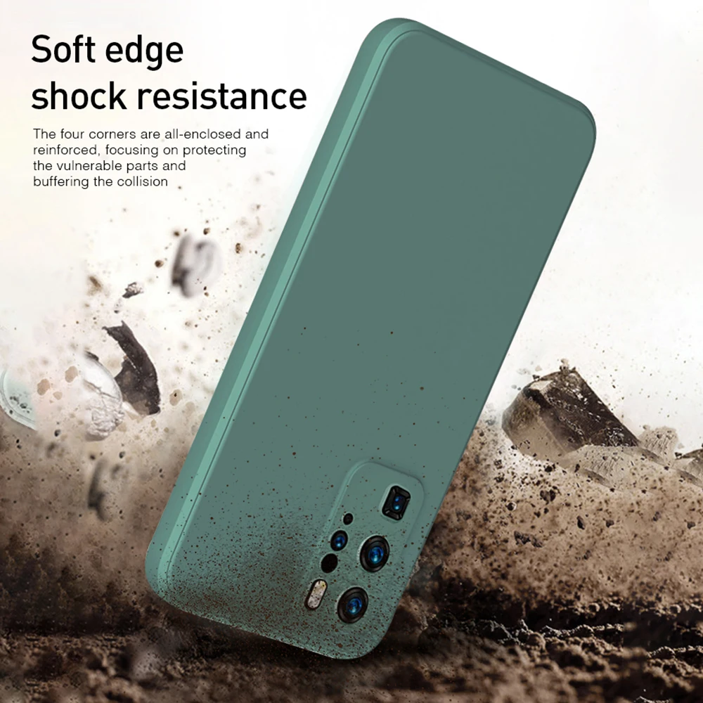 Original Square Liquid Silicone Cases for Huawei P10 P20 P30 P40 Pro Plus Lite 4G 5G Camera Protection Cute Phone Covers P40Pro
