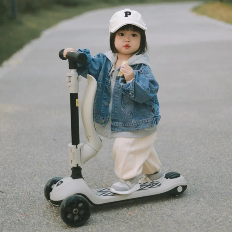 Складной скутер для детей, трехколесный скутер с подсветильник кой