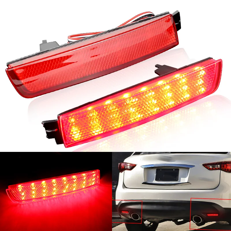 2Pcs LED  Car Rear Bumper Reflector Tail Brake Light Fog Backup Lamp For Nissan Juke Z51 Murano For Infiniti FX35 FX50