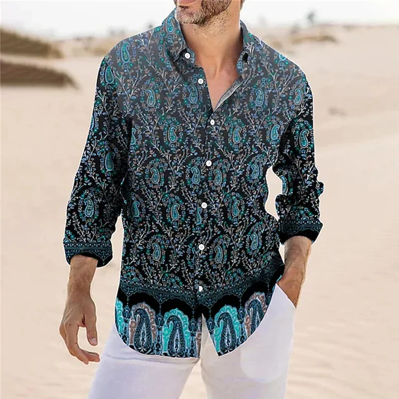 

New Y2k Spring Luxury High Quality Men's Shirts Oversized Shirt Printed Long Sleeve Tops Men's Clothes Hawaiian Club Cardigan