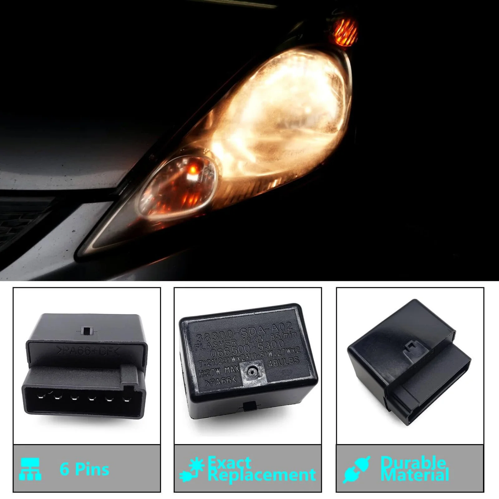 Фото 6-контактное светодиодное реле-прерыватель 38300-SDB-A03 для Honda Accord Odyssey Acura TL TSX MDX 2003-2014, замена реле указателей поворота, 12В №5