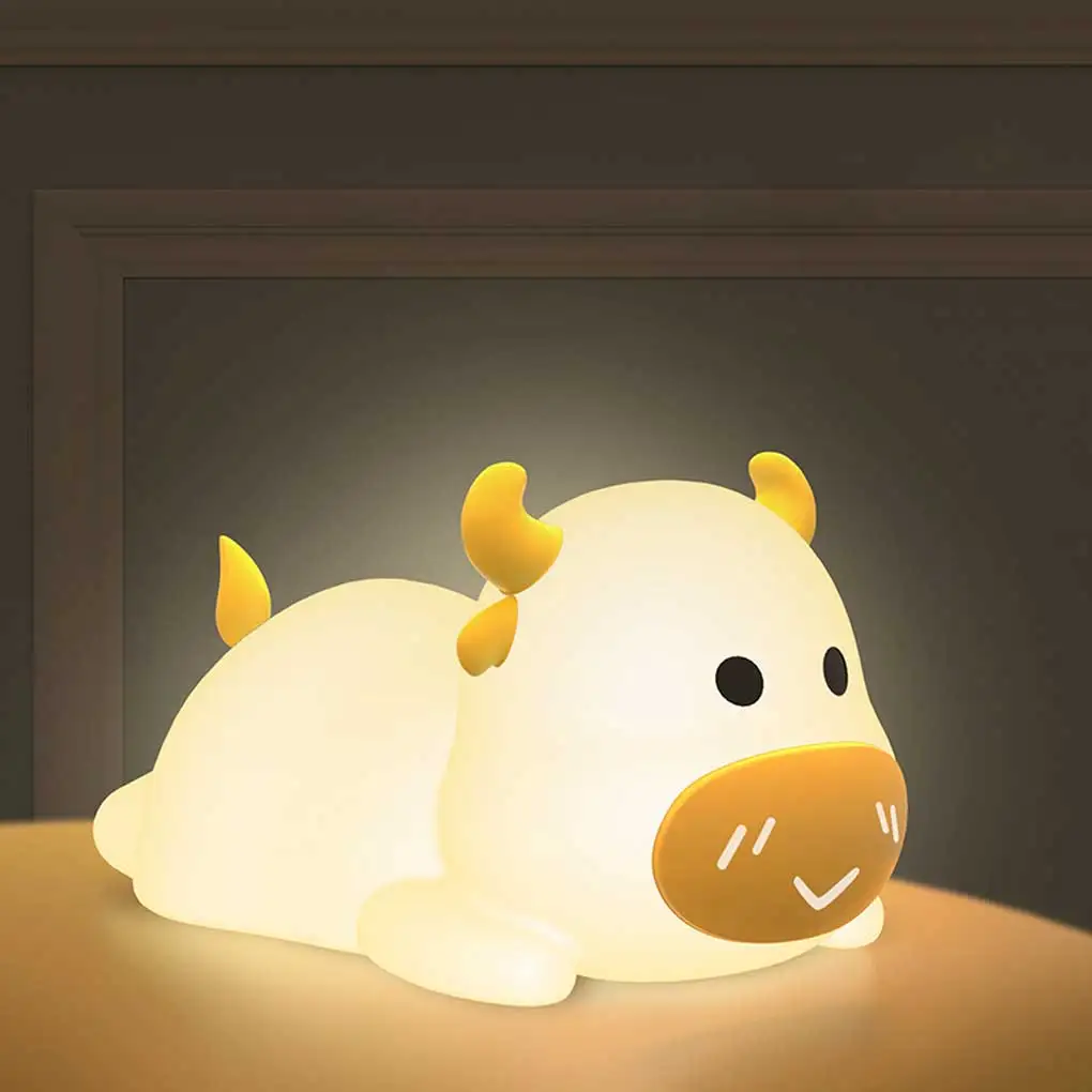 

Cute Cow Tap Light Silicone Flexible Lamp Night-light Gifts Bedroom