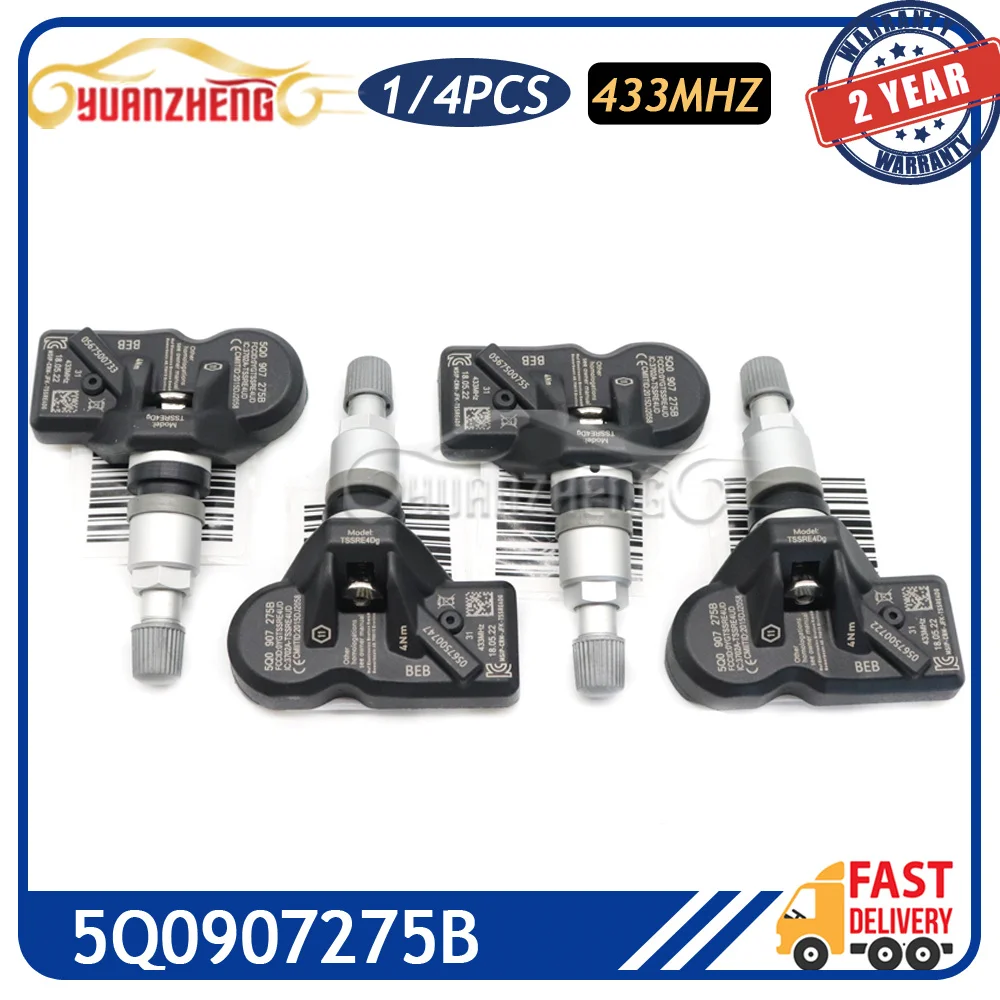 Car TPMS 5Q0907275B Tire Pressure Monitor Sensor For Audi Skoda Bentley Bentayga Porsche Volkswagen Beetle Golf Eos 433MHz - купить по