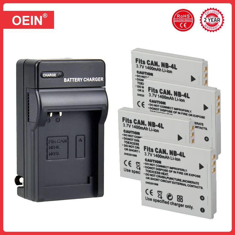 Аккумуляторная батарея для камеры, 4 шт., для Canon IXUS 30 40 50 55 60 65 80 100 PowerShot SD1000 1100 SD780 SD960 1400 мАч