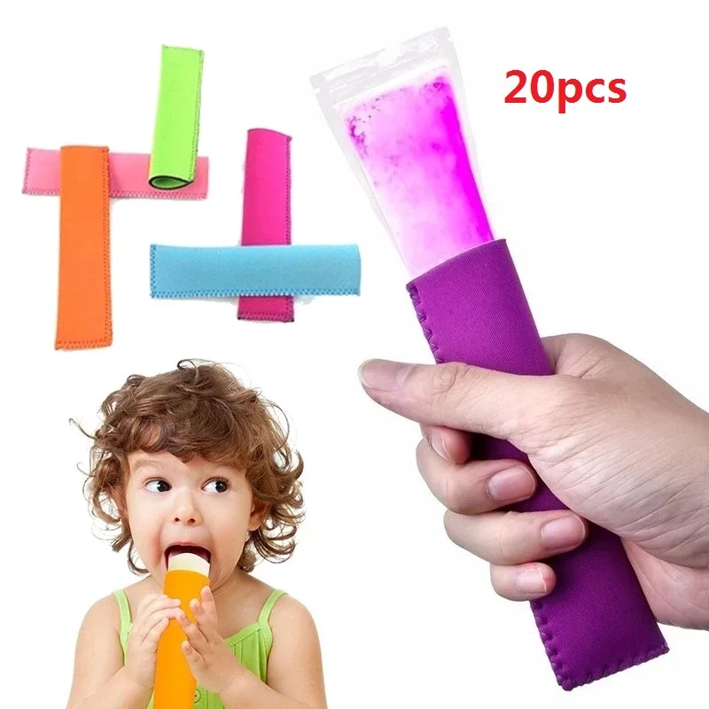 

20 PCS Popsicle Holders Pop Ice Sleeves Freezer Summer Icy Block Lolly Cream Holder For Kids 18x6cm Size 10 color