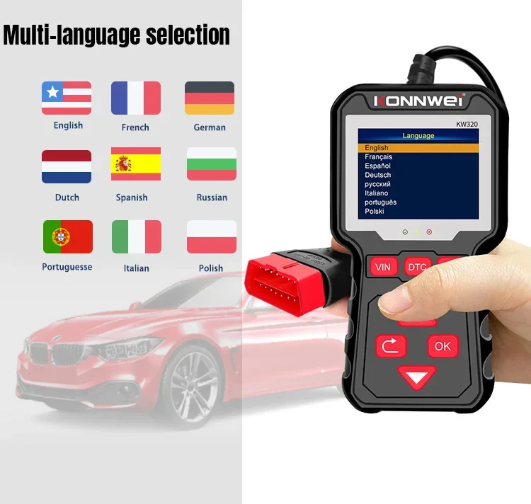 Фото Диагностический инструмент KONNWEI KW320 OBD2 для диагностики автомобилей, тестирования датчиков O2, проверки состояния I/M, поиска кодов неисправностей DTC, просмотра данных потока, сканер OBD2 №5