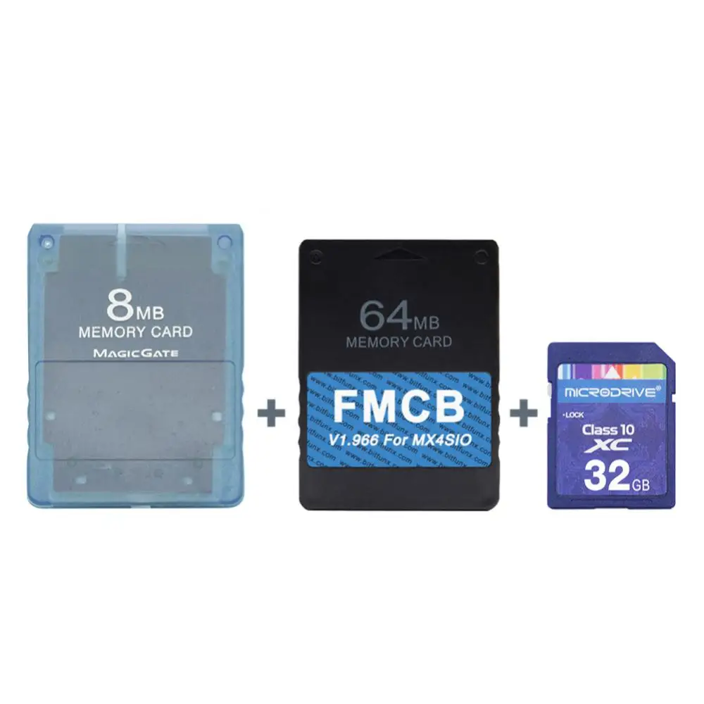 Адаптер MX4SIO SIO2SD SD/TF для игровых консолей PS2 + карт V1.966 64 Мб FMCB Combo Fat игровые