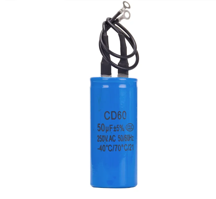 

1 PC CD60 Run Capacitor Run Capacitor With Wire Lead 250V AC 50uF 50/60Hz For Capacitor For Motor