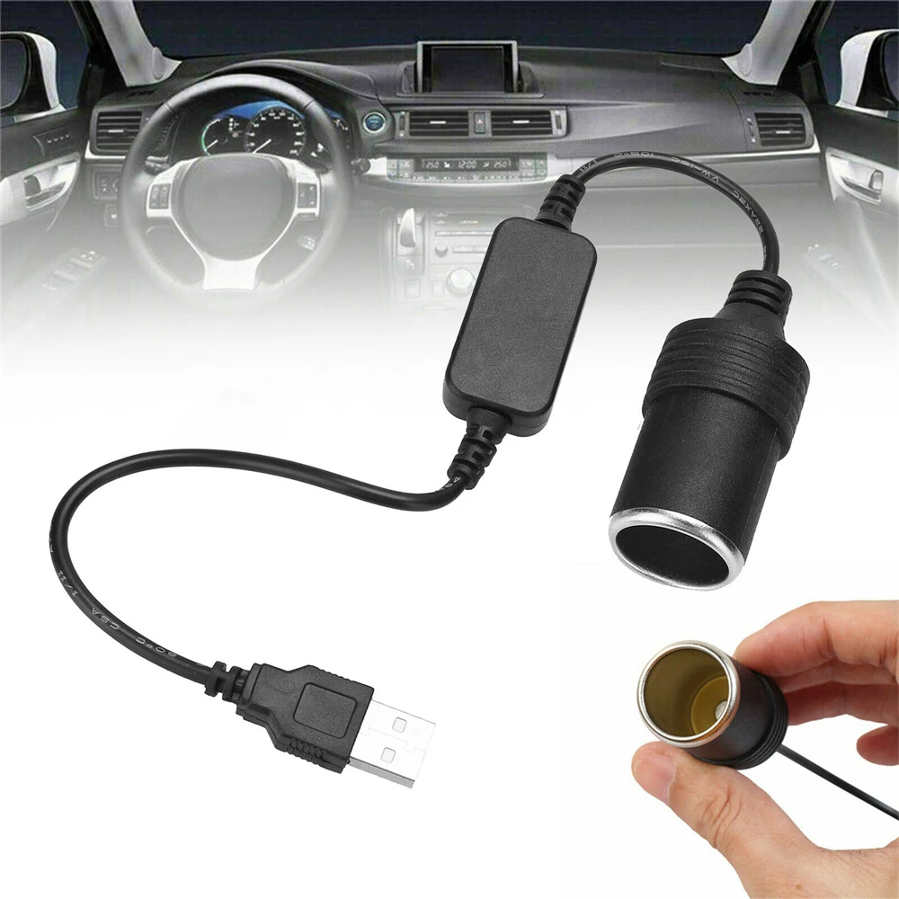 

Car Cigarette Lighter Socket USB 5V To 12V Socket Converter Adapter Wired Controller Plug Connector Adapter Interior Accessories
