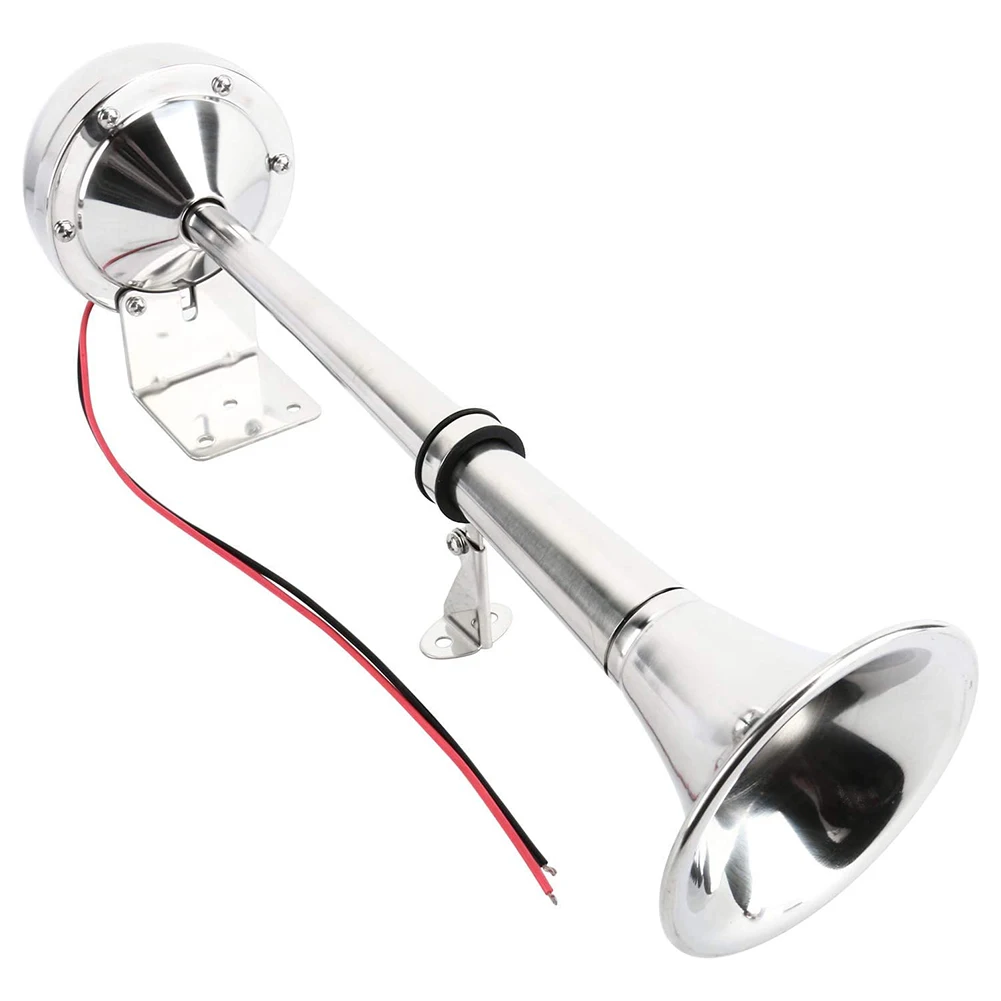 Kit 12v Stainless Steel Low Tone Single Trumpet Horn Mounting Kit For Marine Boat