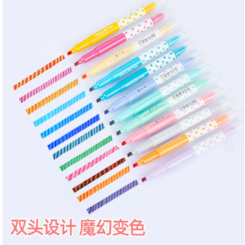 

1pcsDouble-headed color changing highlighter student school supplies hand account changing pen hand account note marker pen