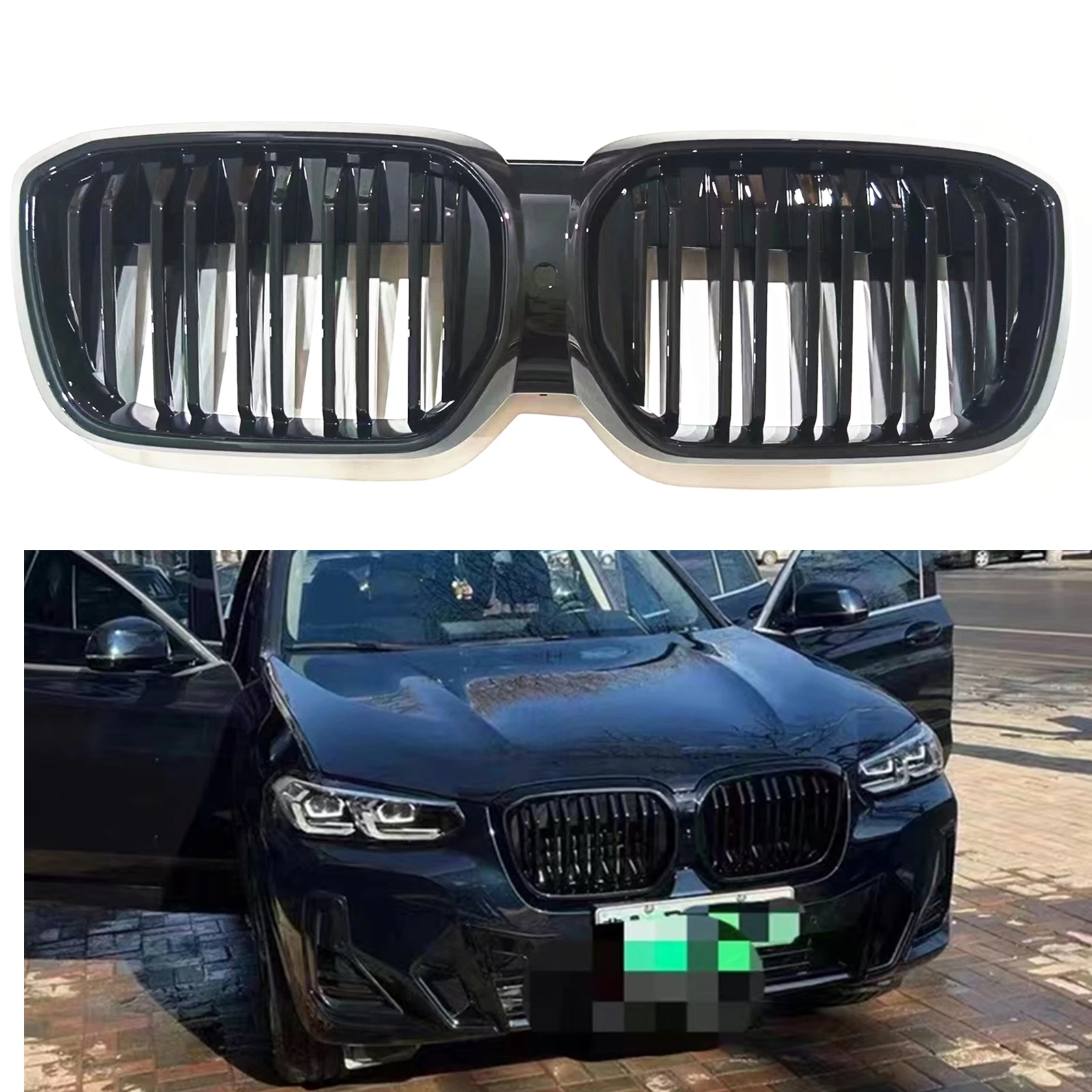 

Car Front Grille Racing Grill Mesh Upper Bumper Hood Kidney Intake Grid For BMW IX3 2022-2023