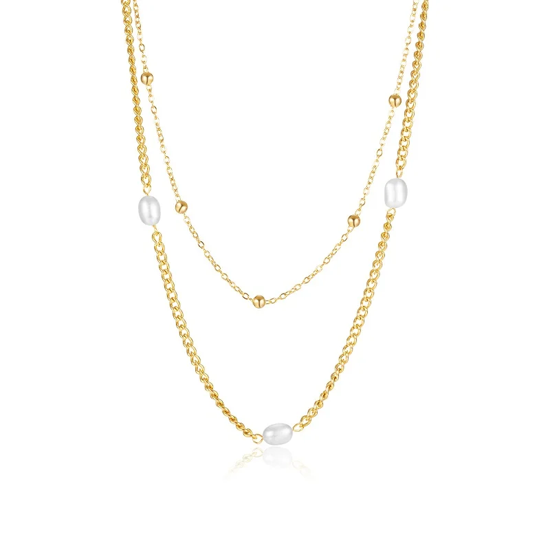 

2023 New Beads Neck Chain Choker Pearl Necklace Fashion Jewelry On The Neck Gold Color Pendant For Women Free Shipping