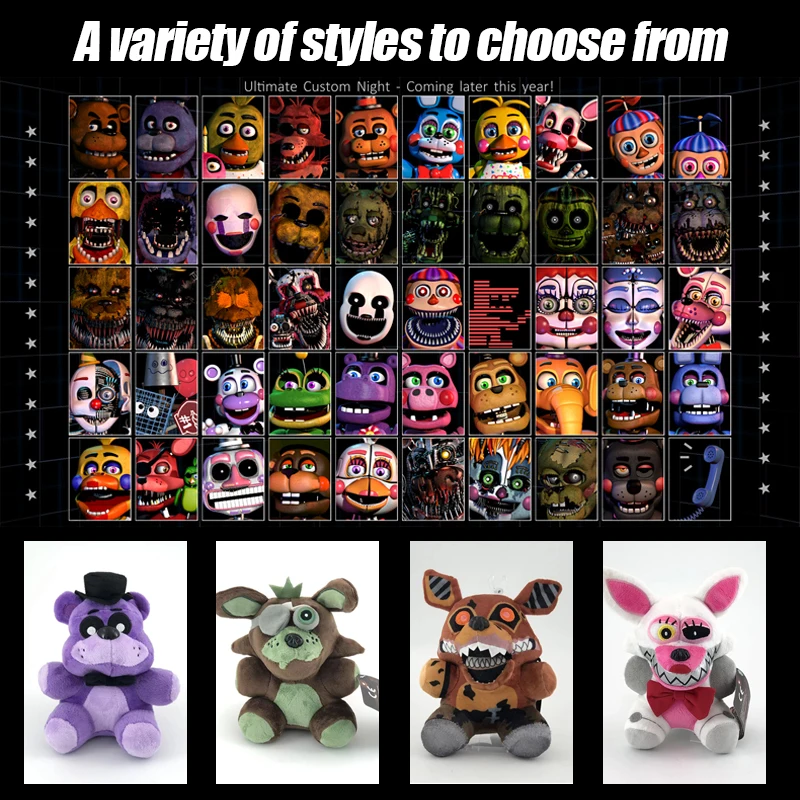 Плюшевые игрушки FNAF пять ночей у нас милые животные Фредди Фокси Бонни медведь