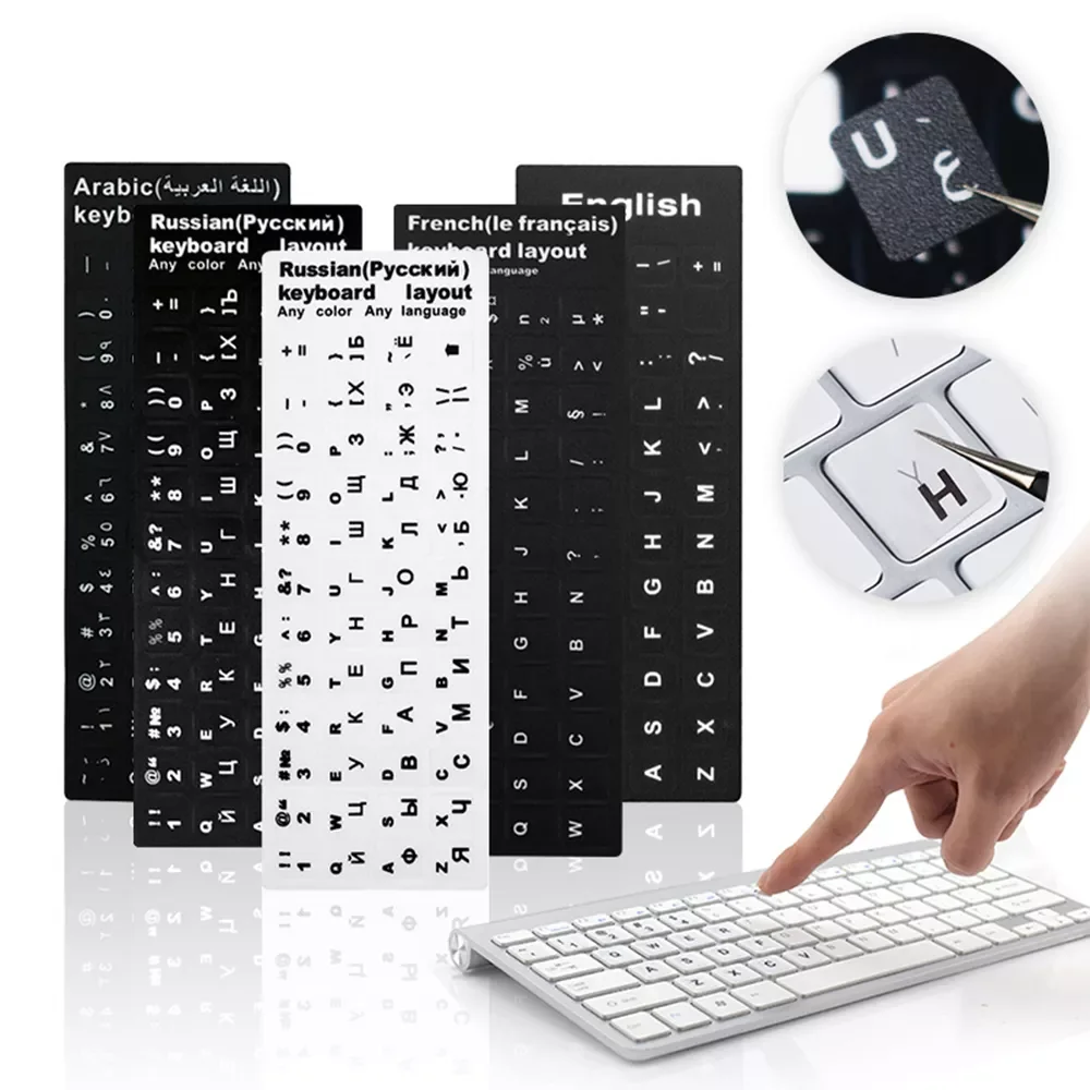 

For Laptop PC Wear-resistant Keyboard Stickers Skin Spanish/English/Russian/Deutsch/Arabic/Italian/Japanese Letter Replacement