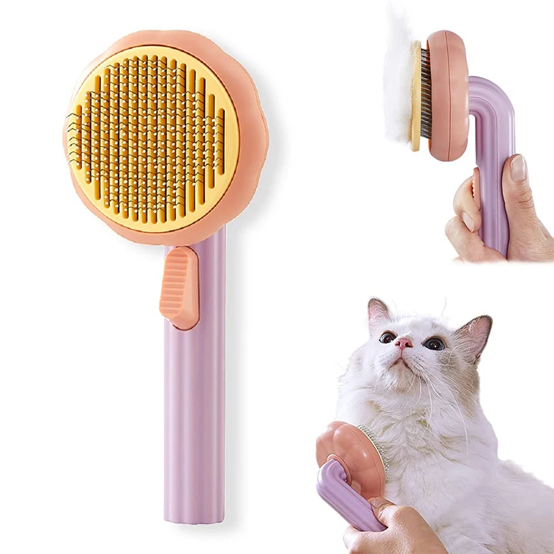 

Pumpkin Pet Grooming Brush Cat Dog Hair Remover Self Cleaning Slicker Brush Comb Shedding Grooming Puppy Kitten Massage Supplies