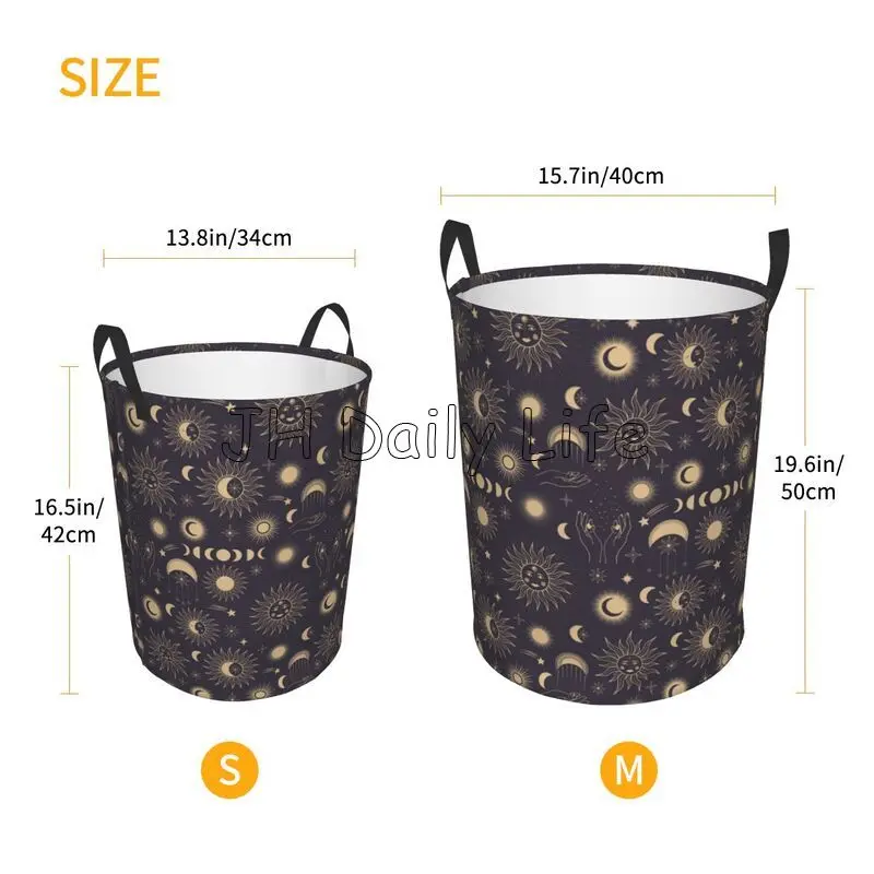 Волшебная луна фаза мотыля и луны в золотых цветах корзина для белья хранения