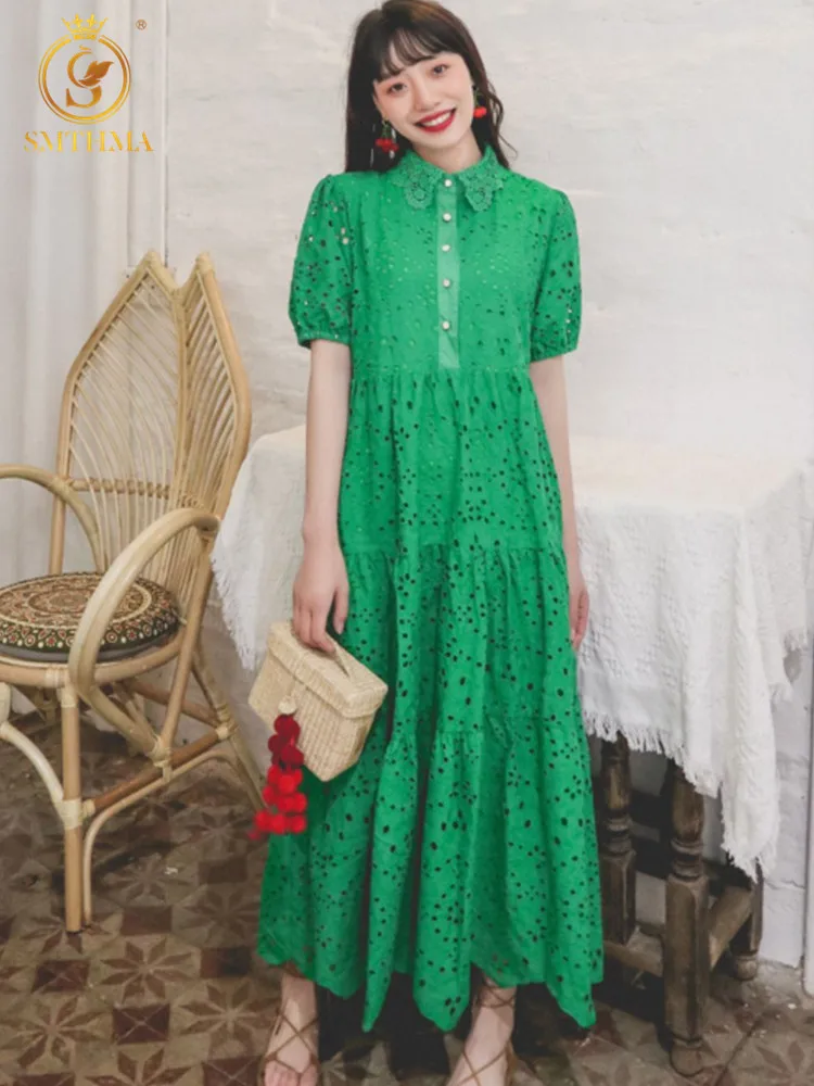 

Женское платье с цветочной вышивкой SMTHMA, винтажное элегантное платье средней длины с сеткой, лето 2019