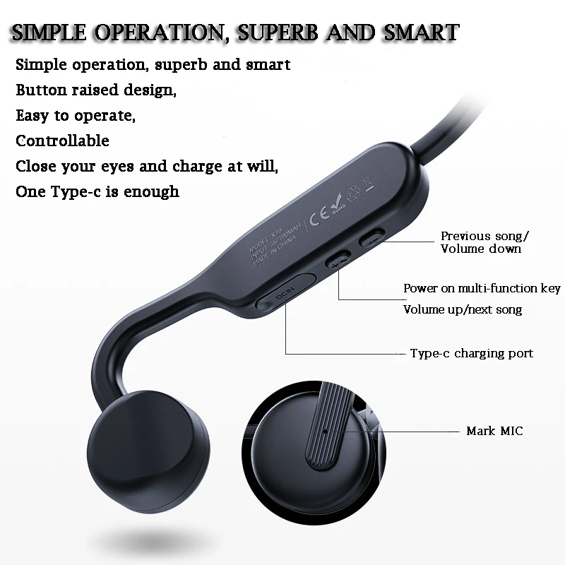 Bluetooth-наушники X14 с костной проводимостью IPX6 |