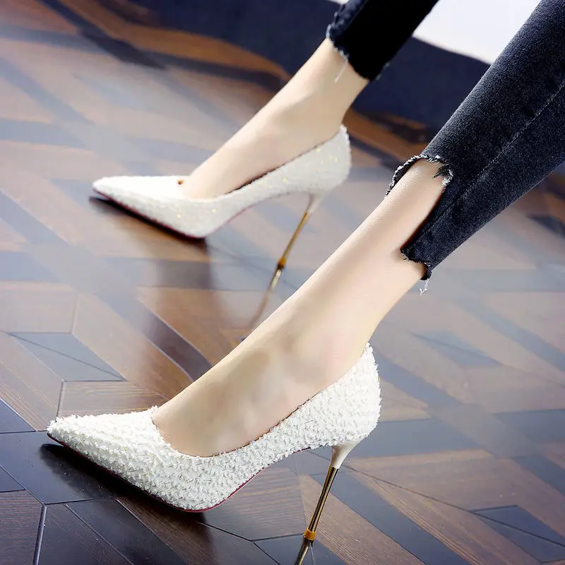 Spring New Style  Ladies' Super-high Heels Thin Heel Womens Shoes Zapatos Mujer  Zapatos Pumps  Pointed Toe Tacones Mujer