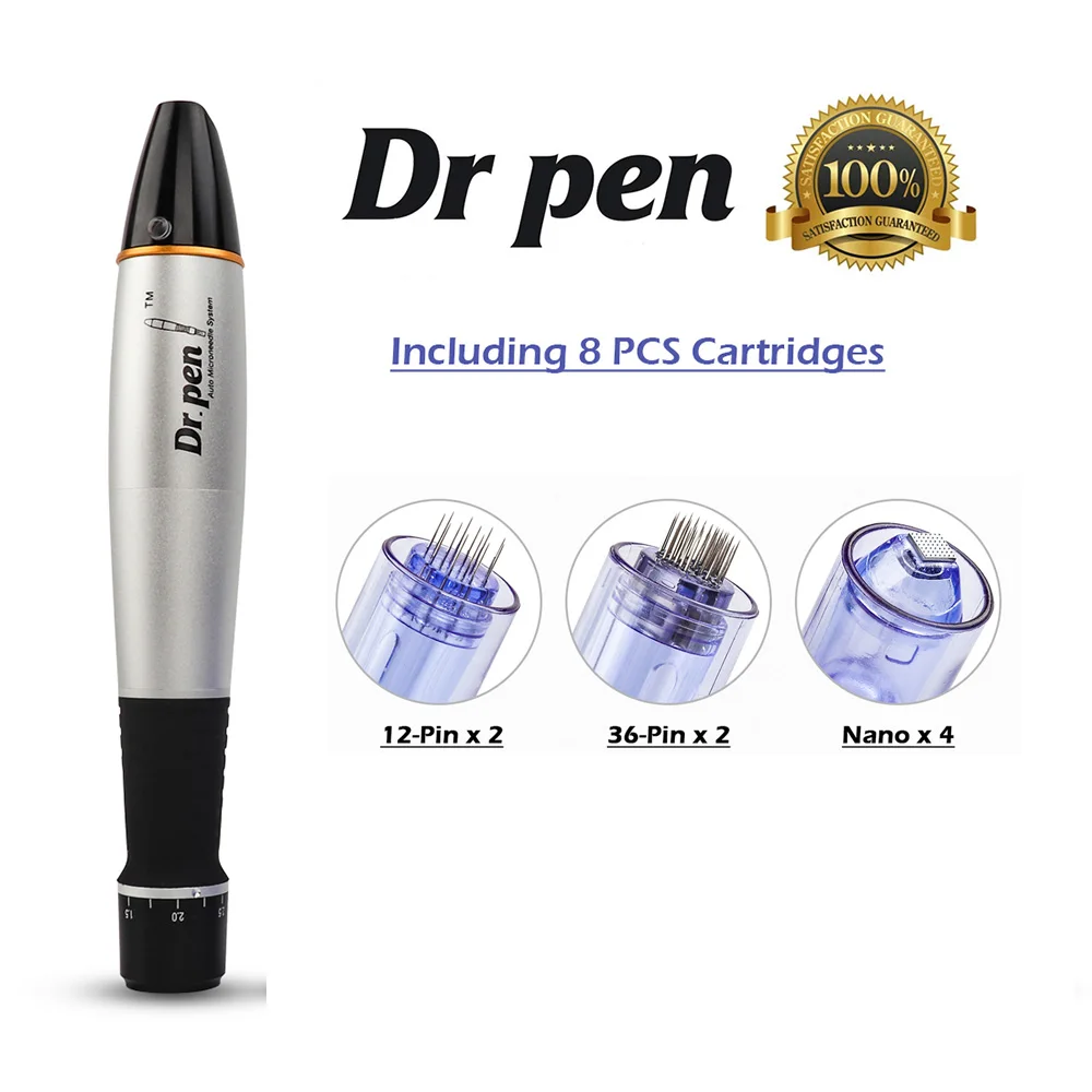 Electric Micro Needling Pen Skin Tightening Reduce Wrinkle Device Scar Marks Removal Electric Dr Pen A1 with 2pc 12pin Cartridge