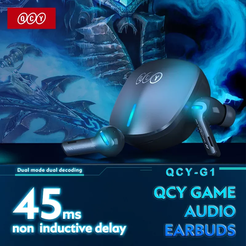 

QCY G1 Gaming Earbuds 45ms Low Latency Headphone Stereo Sound Positioning TWS V5.2 Bluetooth Earphone 4 Mic+ENC Wireless Headset