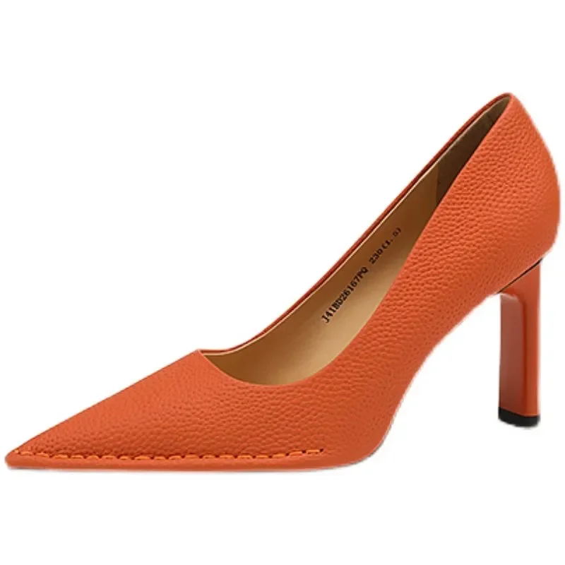

Women Classic Orange Spring Slip on Office Stiletto Heels Lady Casual Green Summer High Heel Pumps Mujeres Tacones Altos G202
