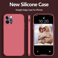 new original square liquid silicone case for iphone 6 6s 7 8 plus x xr xs 11 12 pro max se 2020 camera lens protective bag cover
