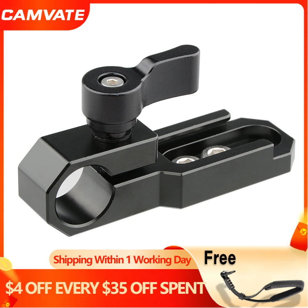 

CAMVATE Standard 15mm Single Rod Clamp With Cold Shoe & 1/4"-20 Screws For DSLR Camera (GH5,Emos100,5DMarkIII)15mm Rail System
