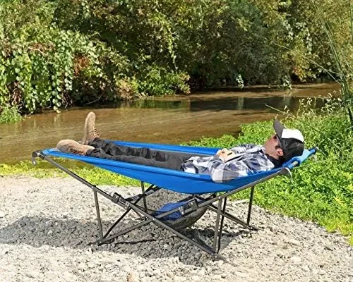 

Sports H900S-100 Topnotch Heavy Duty Multi-Use Outdoor Camping Portable Folding Hammock (Blue/Gray)