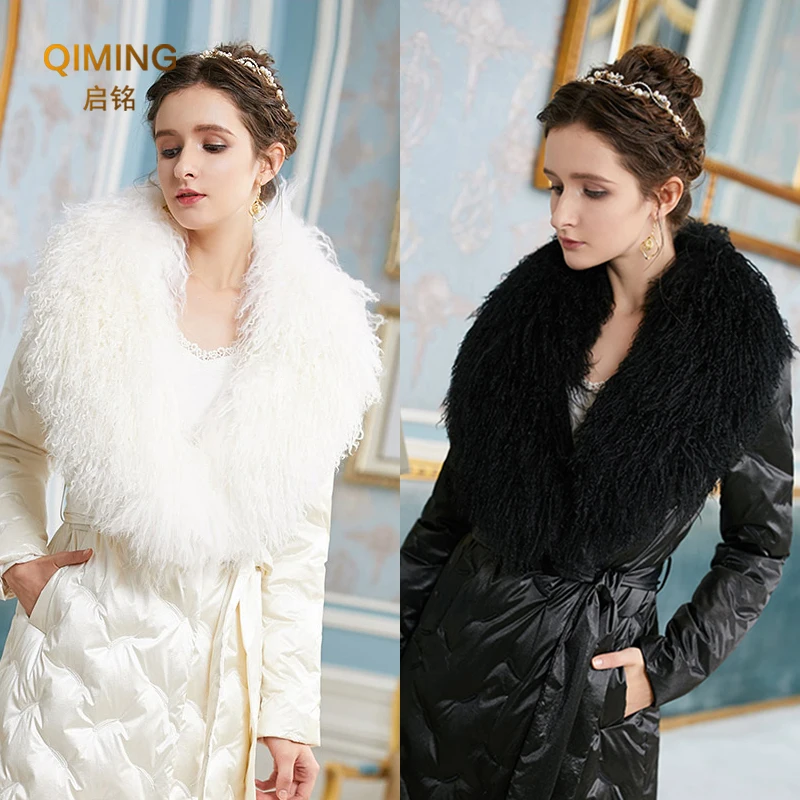 

Winter Wool Real Fur Collar Woman Black Natural Fur Scarf Shawl For Women Collars Wraps Neck Warm Fur Scarves Female Scarfs Coat