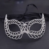 bling fashion women party rhinestone mask crystal girls eye masquerade half face luxury party jewelry silver color
