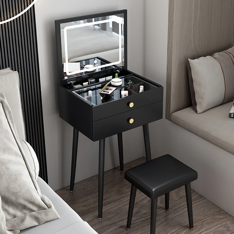 

Rectangle Woman Dressers Bedroom Hairdresser Luxury Dressing Table Mirror Black European Style Schminktische Nordic Furniture