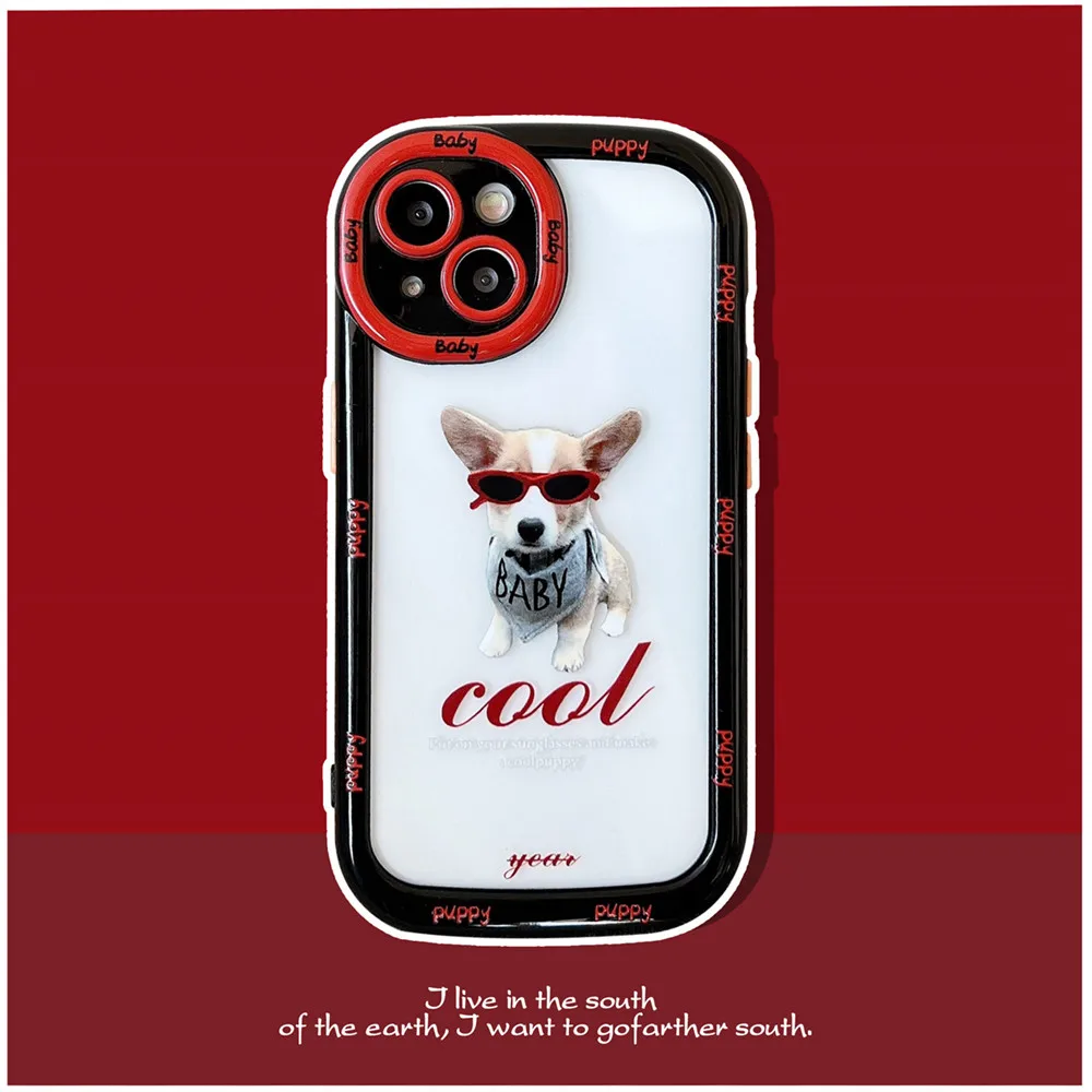

Классный чехол для телефона с солнцезащитными очками и собакой для iPhone 14 13 Pro Max для iPhone 12 11 индивидуальный защитный чехол для телефона с щенком