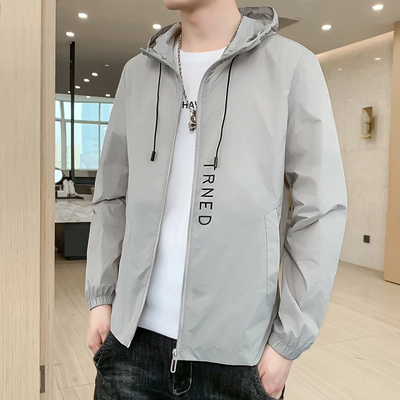 

Men's Sun Protection Jackets Summer Hooded Jacket Breathable Quick-drying Windbreaker Sports Cycling Lightweight Thin Men Coat