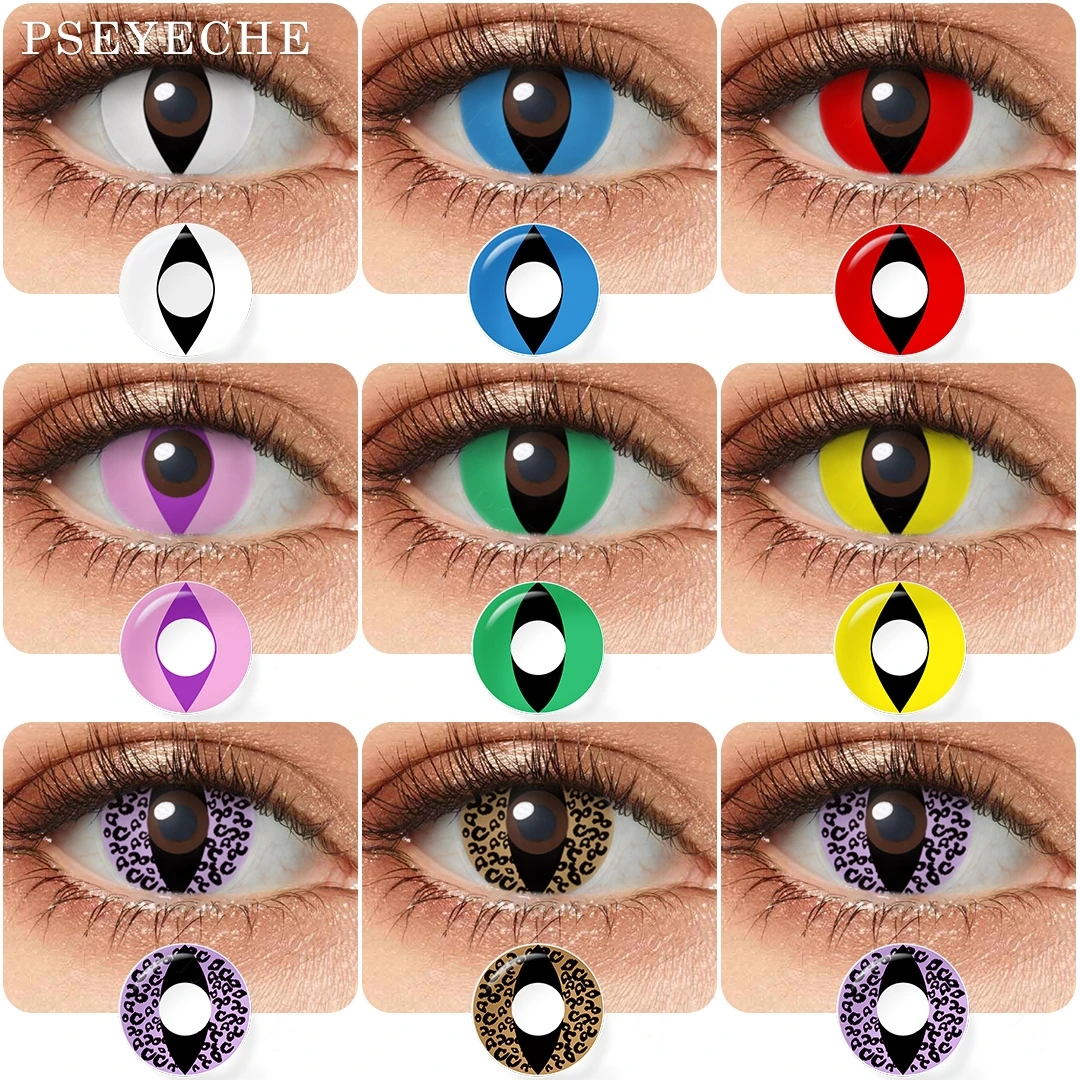

Hot ! Cat Eyes Cosplay Color Contact Lenses Red Eyes White Eye Lenses for Eyes Halloween COntact Lenses 2 Pieces Cosplay Lenses
