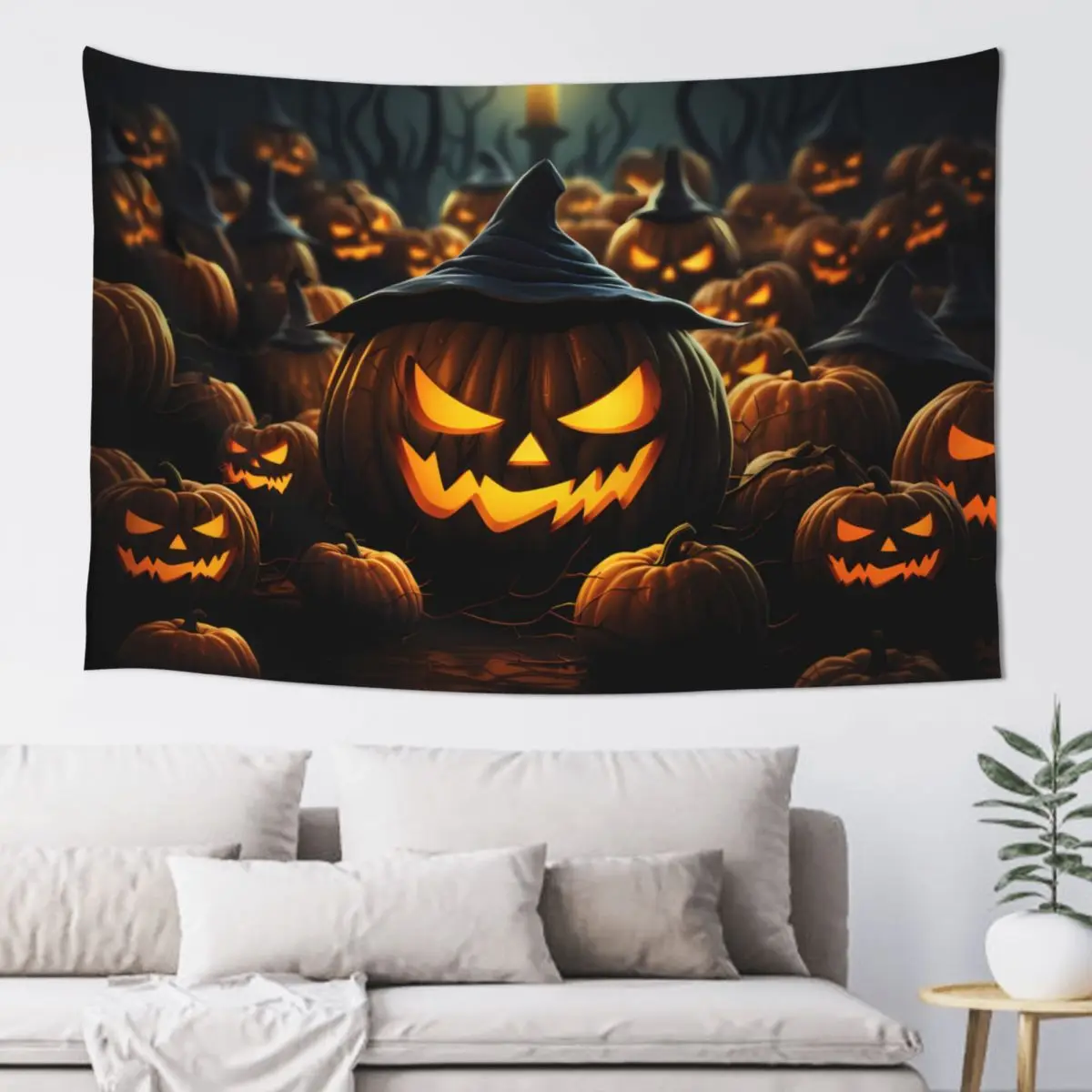 

Halloween Pumpkin Tapestry Wall Hanging Aesthetic Room Decor Artwork Landscape Tapestry Bedroom Decoration 60x40in