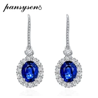 pansysen vintage 100 925 sterling silver oval cut sapphire ruby created moissanite drop dangle earrings wholesale fine jewelry