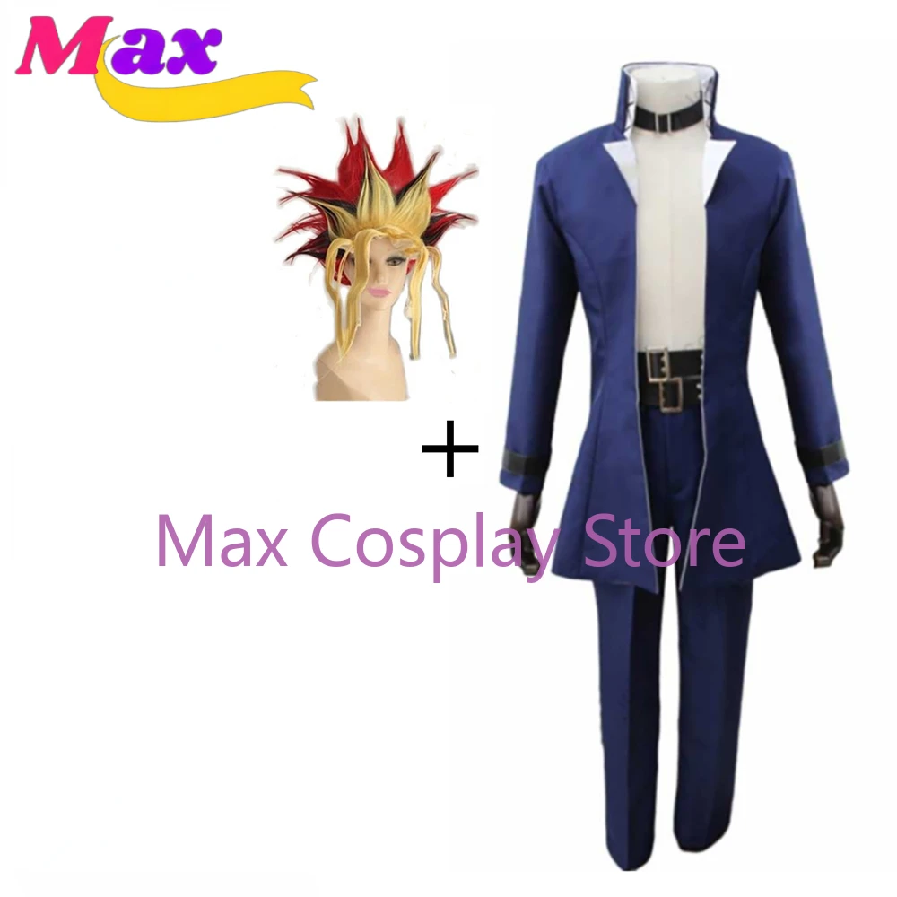 Max The Dark Side of Dimensions Yugi church Blue Coat Pants Cosplay Costume Muto Uniform Set Clothes YXW