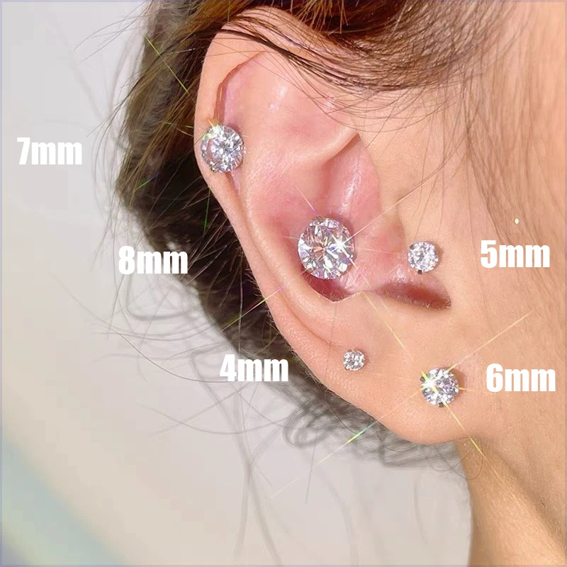 

1Pair Fashion Elegant Crystal Magnetic Ear Clip for Women Luxury Zircon Round Love Heart Stud Earrings Without Piercing Jewelry