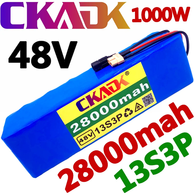 

Новый аккумулятор CKADK 48 В 13s3p 28Ah аккумулятор 1000 Вт аккумулятор высокой мощности для электровелосипеда BMS с разъемом xt60 + зарядным устройством