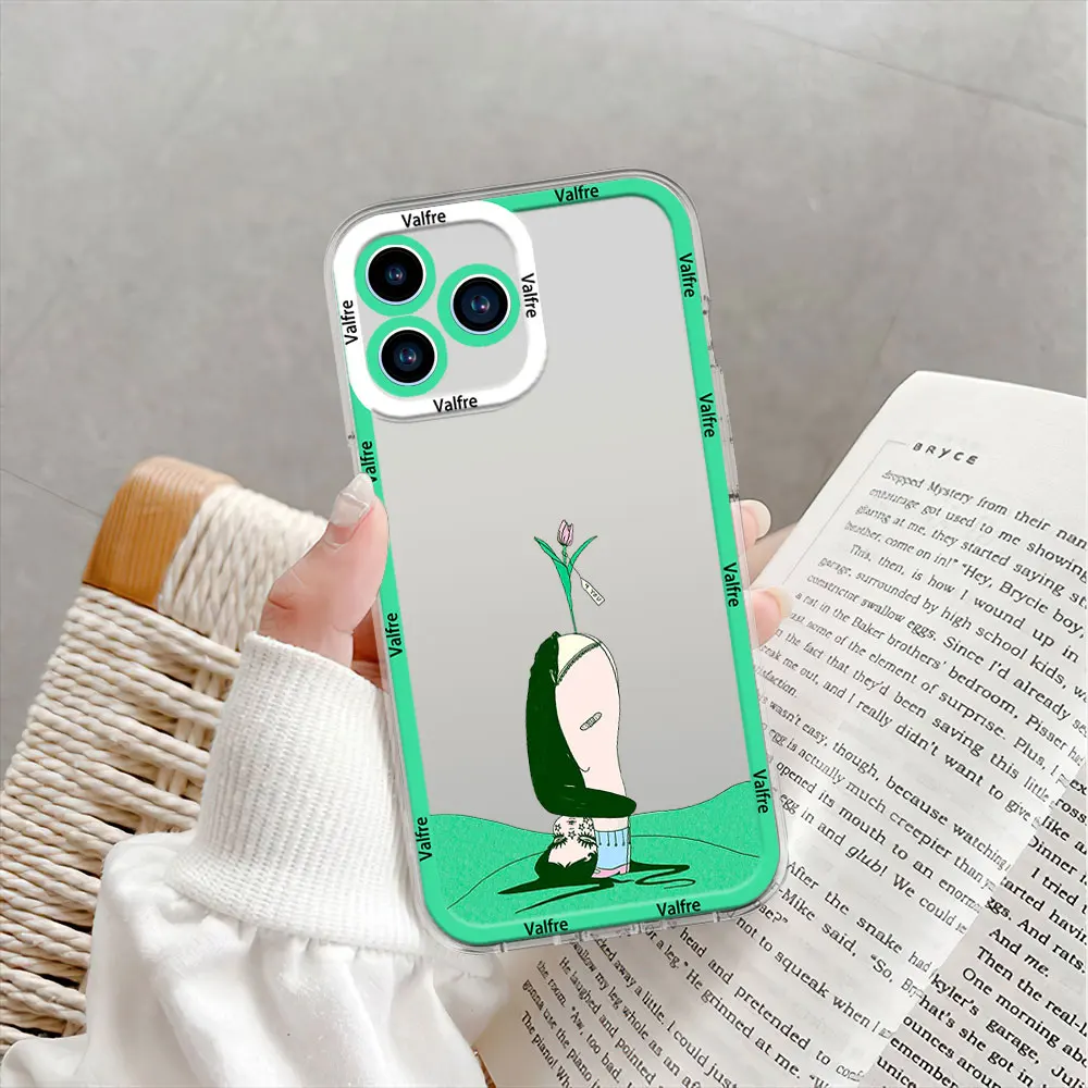 Valfre Art Phone Case for Samsung S24 S23 S22 S21 A55 A54 A35 FE PLUS ULTRA Transparent Bezel Shell