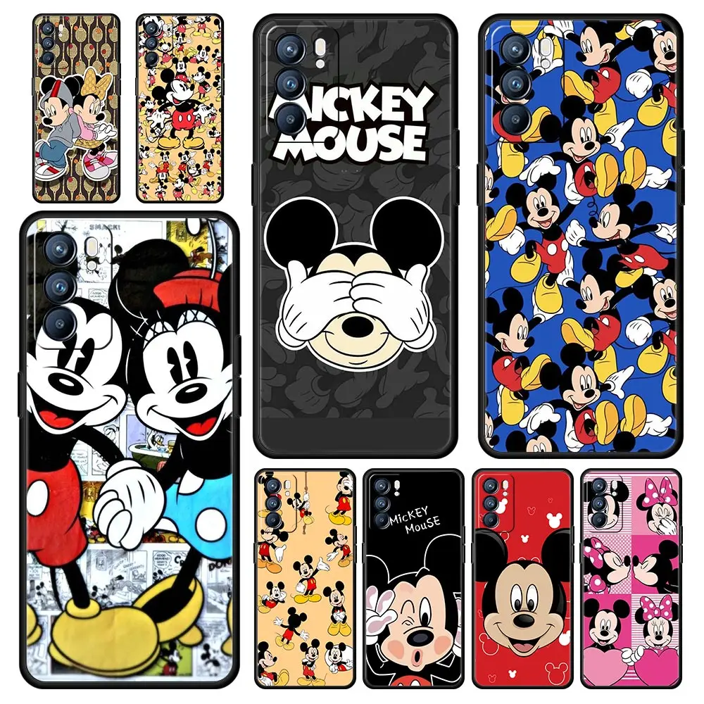 

DISNEY Cartoon Mickey Mouse Phone Case For OPPO Find X5 A54 A53 A52 A9 2020 A16 A15 A95 A76 A74 A12 Reno7 Pro SE Reno6 5G Cover