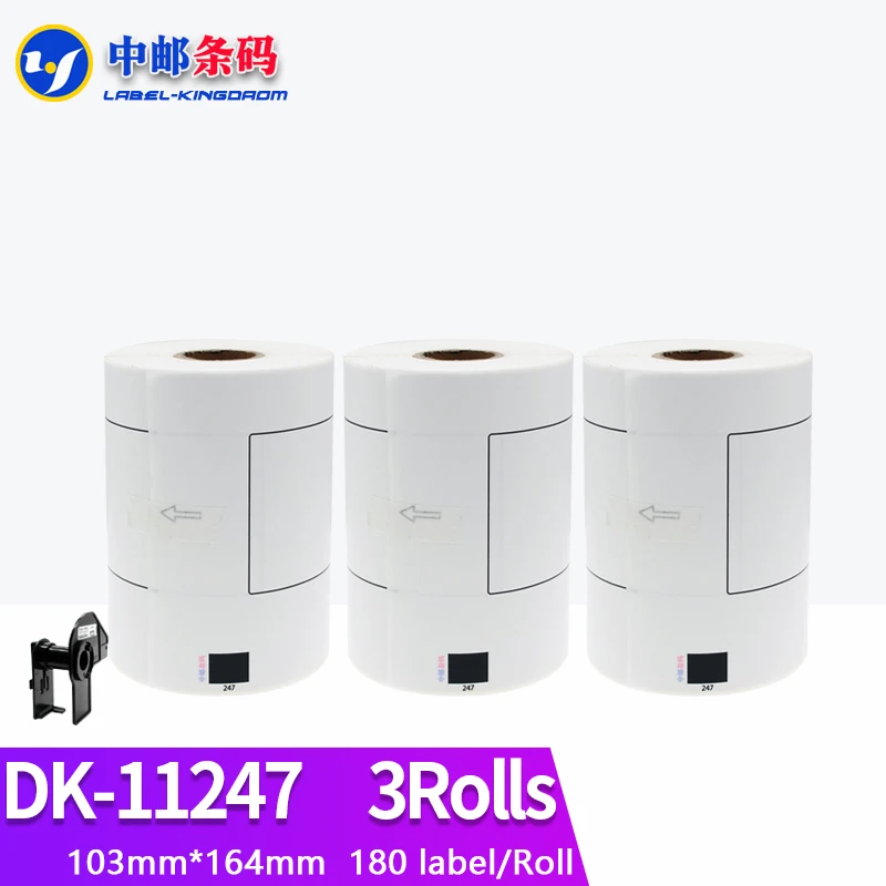 

3Rolls Brother Compatible DK-11247 Label 103mm*164mm 180Pcs Work For Thermal Printer QL-1100/QL-1110NWB DK-1247