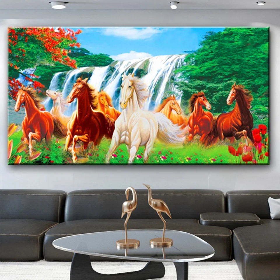 

Алмазная живопись с изображением лошади, Новое поступление, животное, Декор, алмазная вышивка большого размера, мозаика, натуральный водопа...